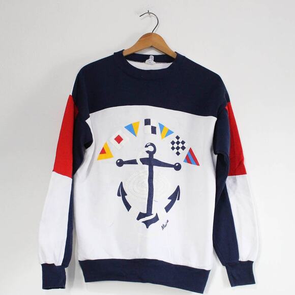 Vintage Maine Sailing Sweatshirt Large - Picture 1 of 7